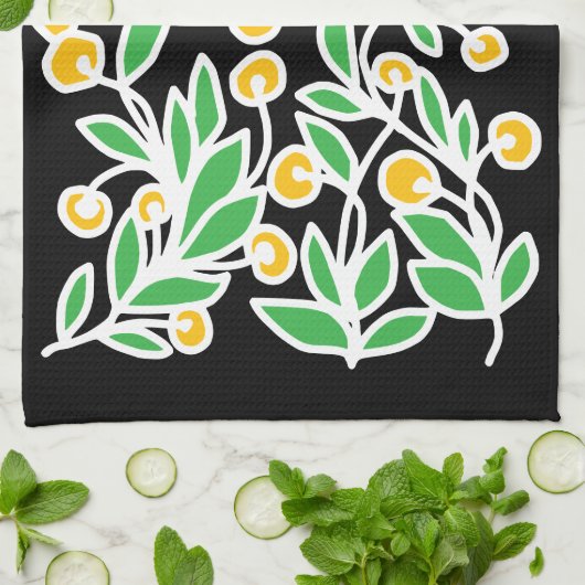 Gele en groene doodle theedoek (Gevouwen)