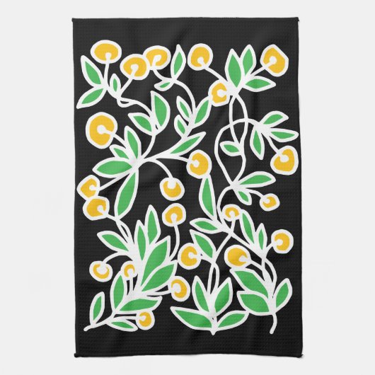 Gele en groene doodle theedoek (Verticaal)