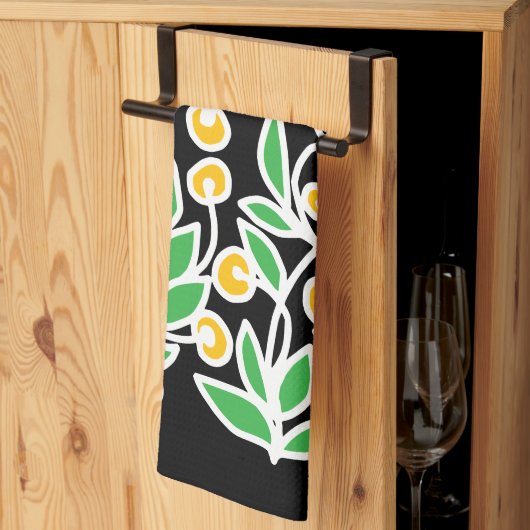 Gele en groene doodle theedoek (Derde Gevouwen)