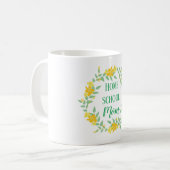 Gele en groene Floral Home School Mam Wreath Koffiemok (Voorkant links)