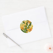 Gele en groene Floral-Sticker met vlinder Ronde Sticker (Envelop)