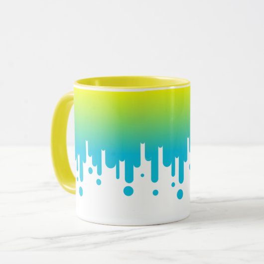 Gele en groene gradiënt druppelen mok (Voorkant links)