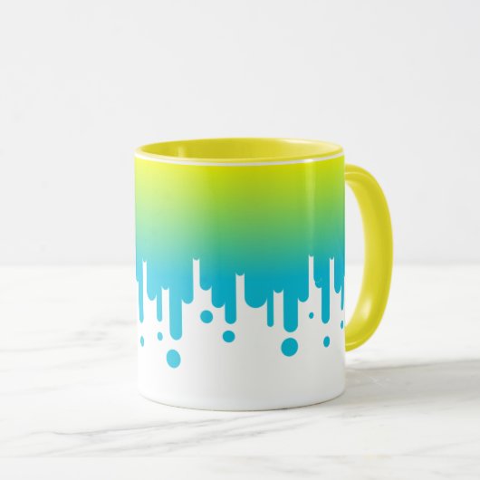Gele en groene gradiënt druppelen mok (Voorkant rechts)