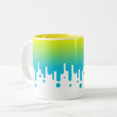 Gele en groene gradiënt druppelen tweekleurige koffiemok (Voorkant links)