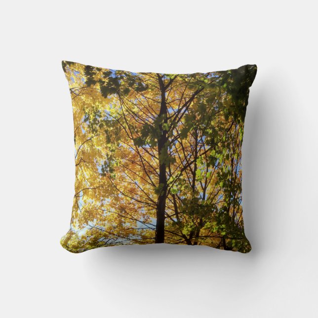 Gele en groene herfstloof kussen (Voorkant)