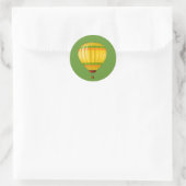 Gele en groene hete luchtballon ronde sticker (Tas)