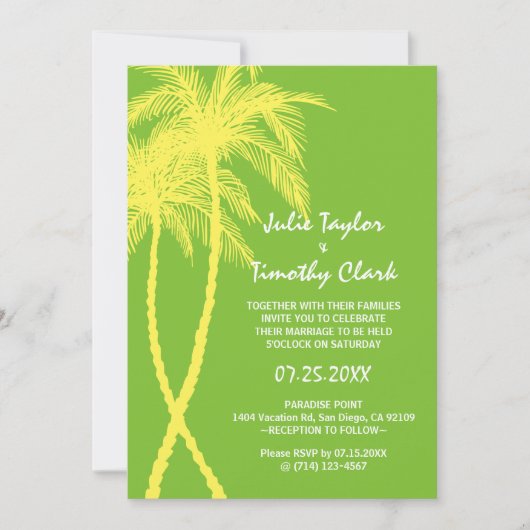 Gele en groene huwelijksuitnodigingen kaart (Voorkant)