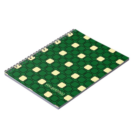 Gele en groene klaver aanmoediging notitieboek (Linkerzijde)