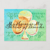 Gele en groene klaver met jouw tekst briefkaart (Voorkant)