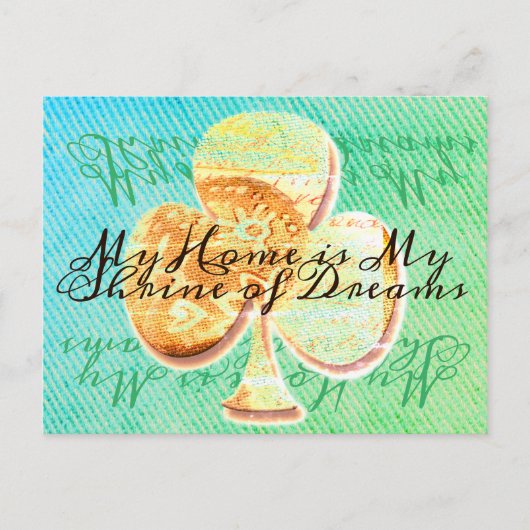 Gele en groene klaver met jouw tekst briefkaart (Voorkant)