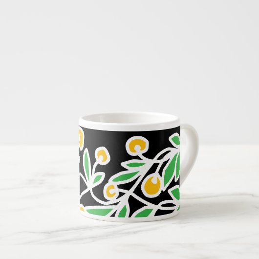 Gele en groene krabbel espresso kop (Voorkant rechts)
