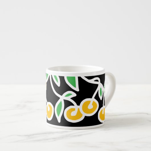 Gele en groene krabbel espresso kop (Voorkant rechts)