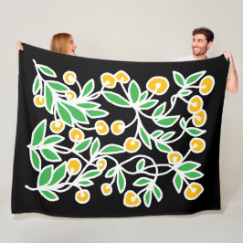 Gele en groene krabbel fleece deken