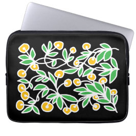 Gele en groene krabbel laptop sleeve