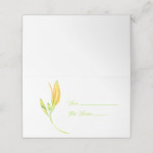 Gele en groene Lily Stem Name Place Card Plaatskaartje (Buitenkant ongevouwen)