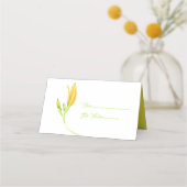 Gele en groene Lily Stem Name Place Card Plaatskaartje (Voorkant)