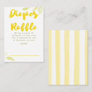 Gele en groene luierraffle baby shower tickets informatiekaartje