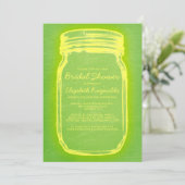 Gele en groene Mason Jar Bridal Shower-uitnodiging Kaart (Staand voorkant)