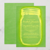 Gele en groene Mason Jar Bridal Shower-uitnodiging Kaart (Voorkant / Achterkant)