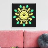 Gele en groene neon bloem canvas afdruk (Insitu (Woonkamer))