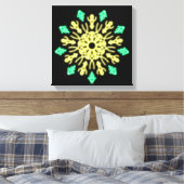 Gele en groene neon bloem canvas afdruk (Insitu (Slaapkamer))