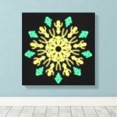 Gele en groene neon bloem canvas afdruk (Insitu (Houten vloer))