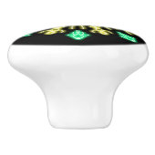 Gele en groene neon bloem keramische knop (Zijkant)