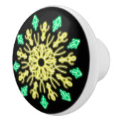 Gele en groene neon bloem keramische knop (Rechts)