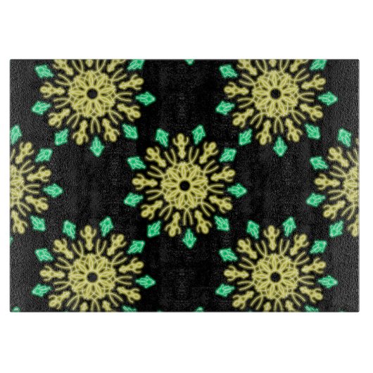 Gele en groene neon bloem snijplank (Voorkant)