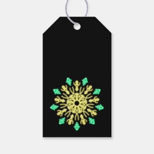 Gele en groene neonbloem cadeaulabel (Voorkant)