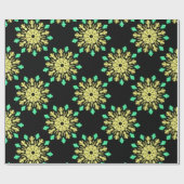 Gele en groene neonbloem cadeaupapier (Vlak)
