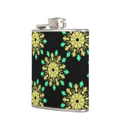 Gele en groene neonbloem heupfles (Links)