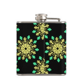 Gele en groene neonbloem heupfles (Achterkant)