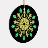 Gele en groene neonbloem keramisch ornament (Rechts)