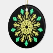 Gele en groene neonbloem keramisch ornament (Links)