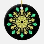 Gele en groene neonbloem keramisch ornament (Achterkant)
