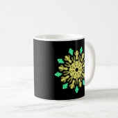 Gele en groene neonbloem koffiemok (Voorkant rechts)