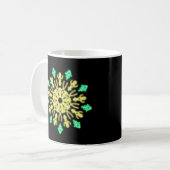 Gele en groene neonbloem koffiemok (Voorkant links)