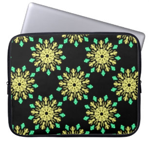 Gele en groene neonbloem laptop sleeve