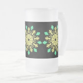 Gele en groene neonbloem matglas bierpul (Voorkant rechts)