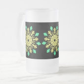 Gele en groene neonbloem matglas bierpul (Voorkant links)