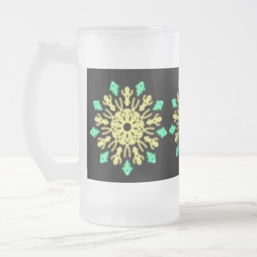 Gele en groene neonbloem matglas bierpul (Links)