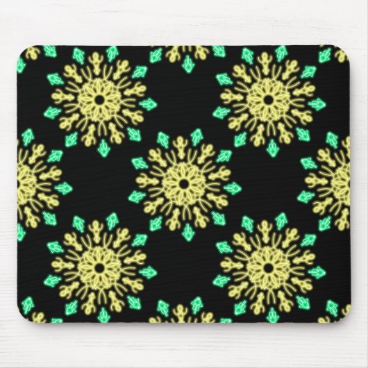 Gele en groene neonbloem muismat (Voorkant)