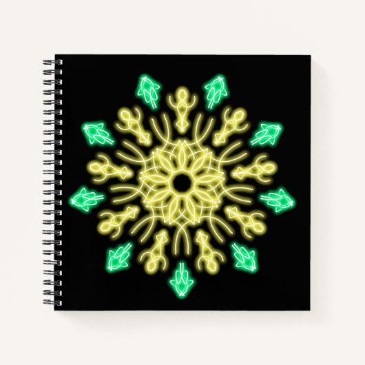 Gele en groene neonbloem notitieboek (Voorkant)