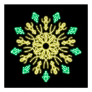 Gele en groene neonbloem perfect poster