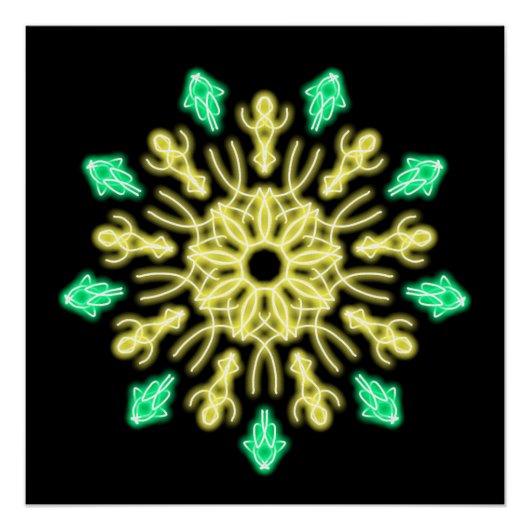 Gele en groene neonbloem perfect poster (Voorkant)