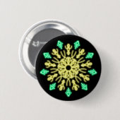 Gele en groene neonbloem ronde button 5,7 cm (Voorkant /achterkant)