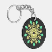 Gele en groene neonbloem sleutelhanger (Voorkant Links)