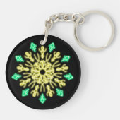 Gele en groene neonbloem sleutelhanger (Achterkant)