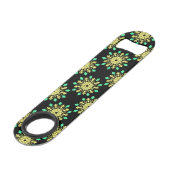 Gele en groene neonbloem speed flessenopener (Voorkant Gekanteld)